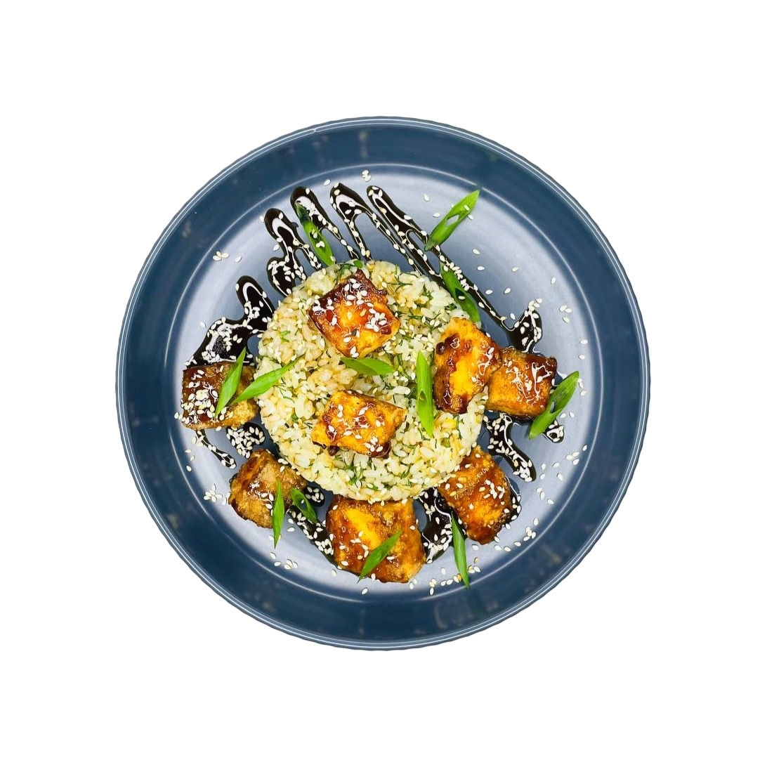 Лосось терияки с рисом.