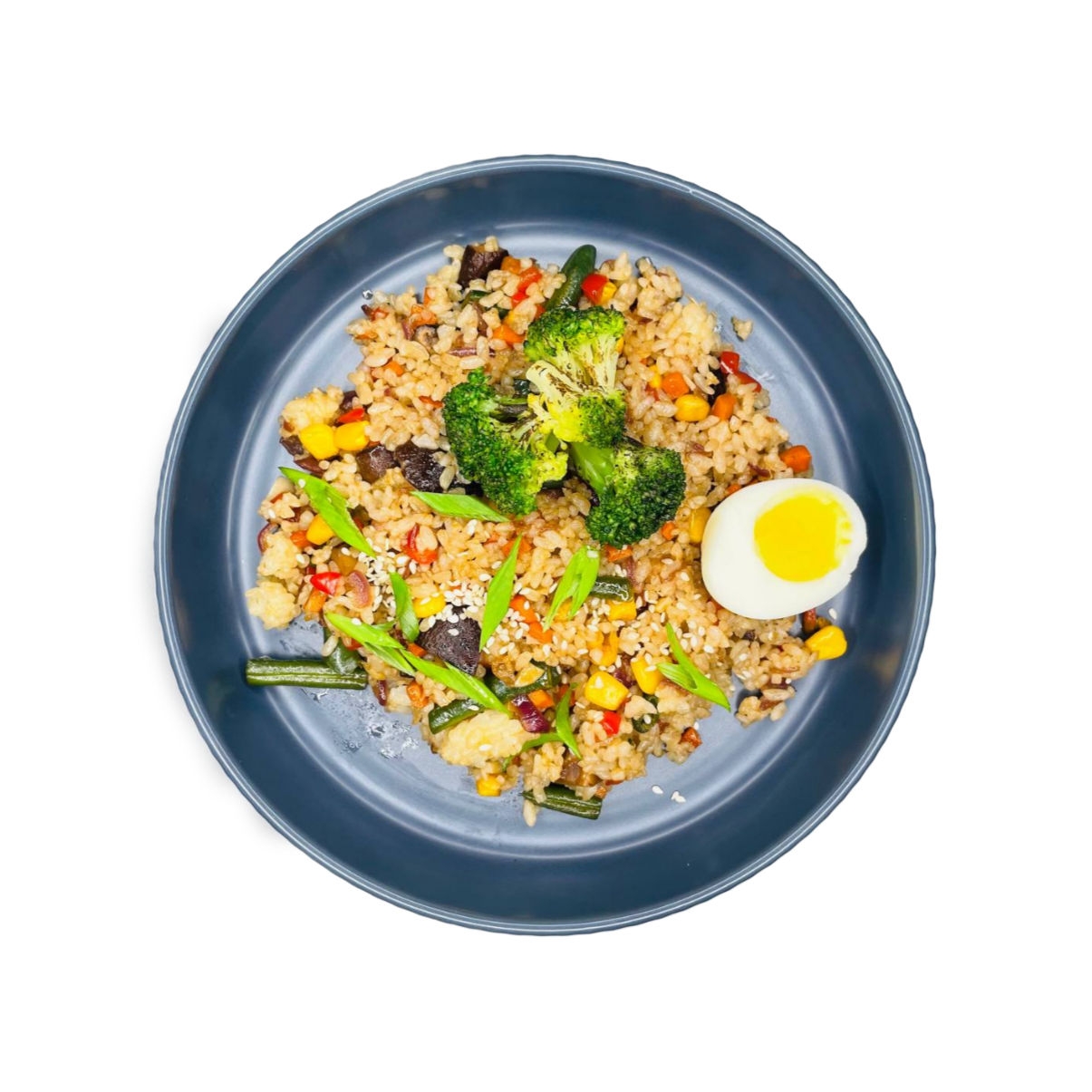 Чесночный рис с овощами