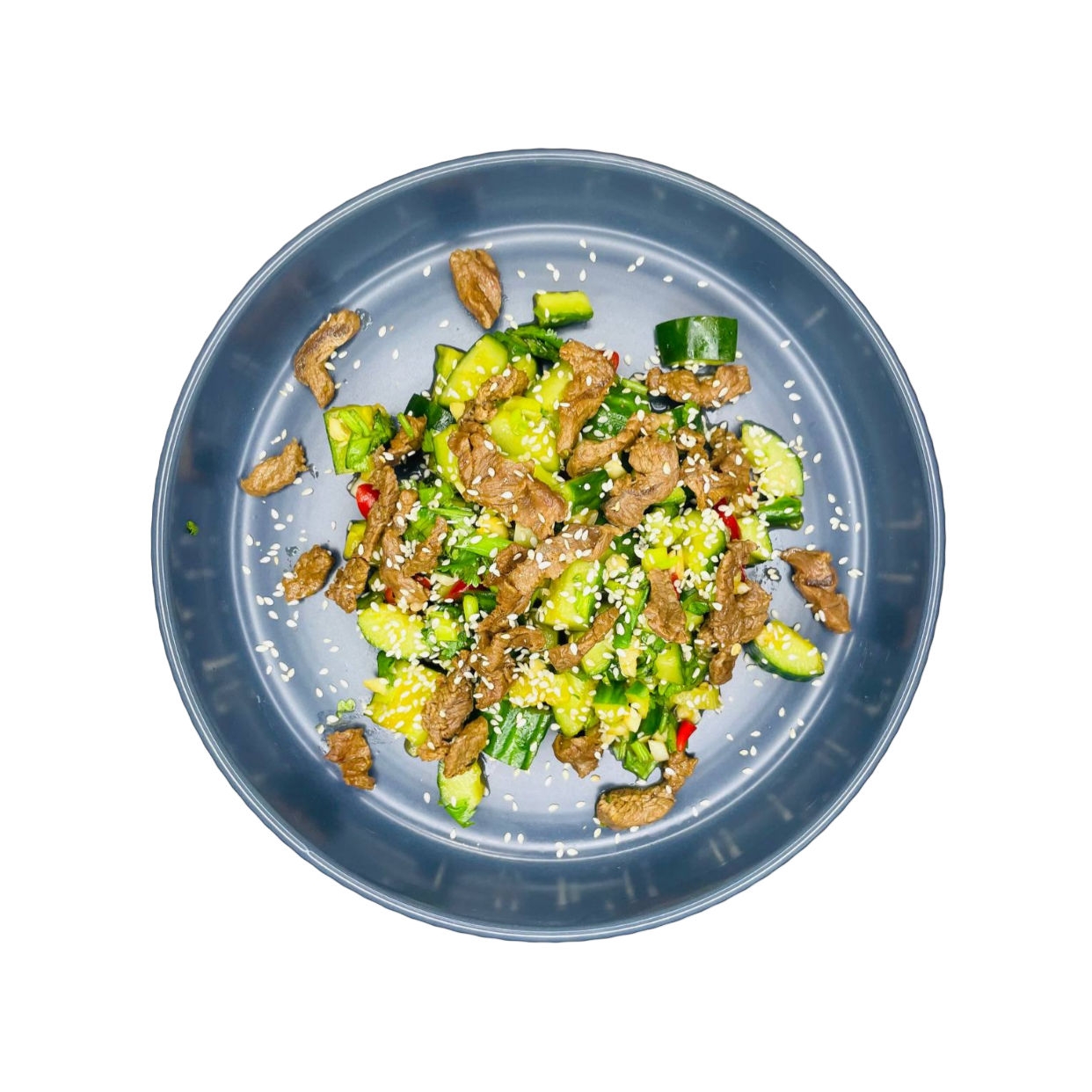 Китайский салат из битых огурцов с телятиной