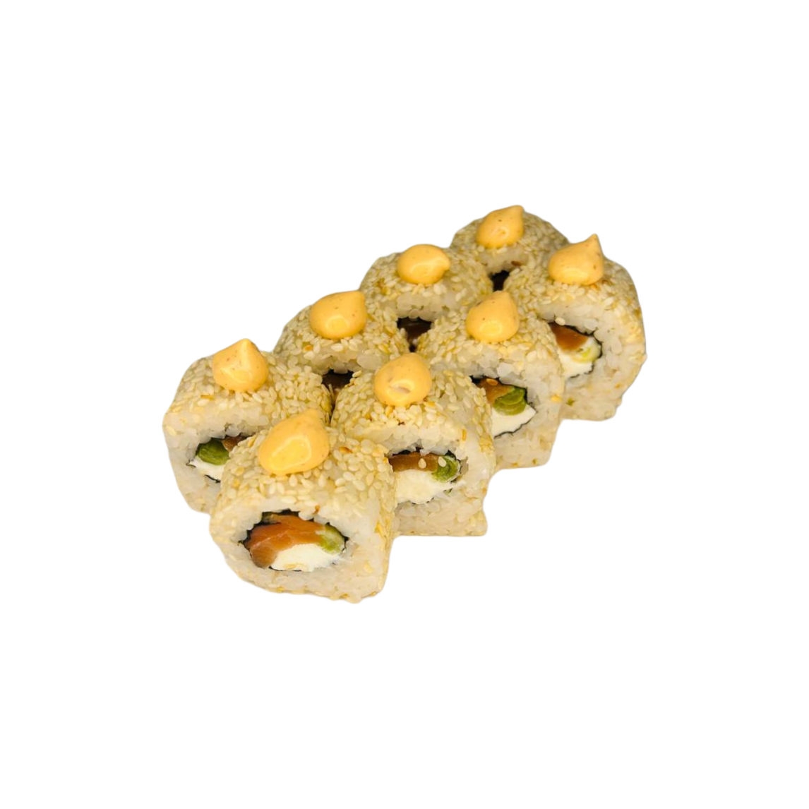 Ролл с копченным лососем в кунжуте