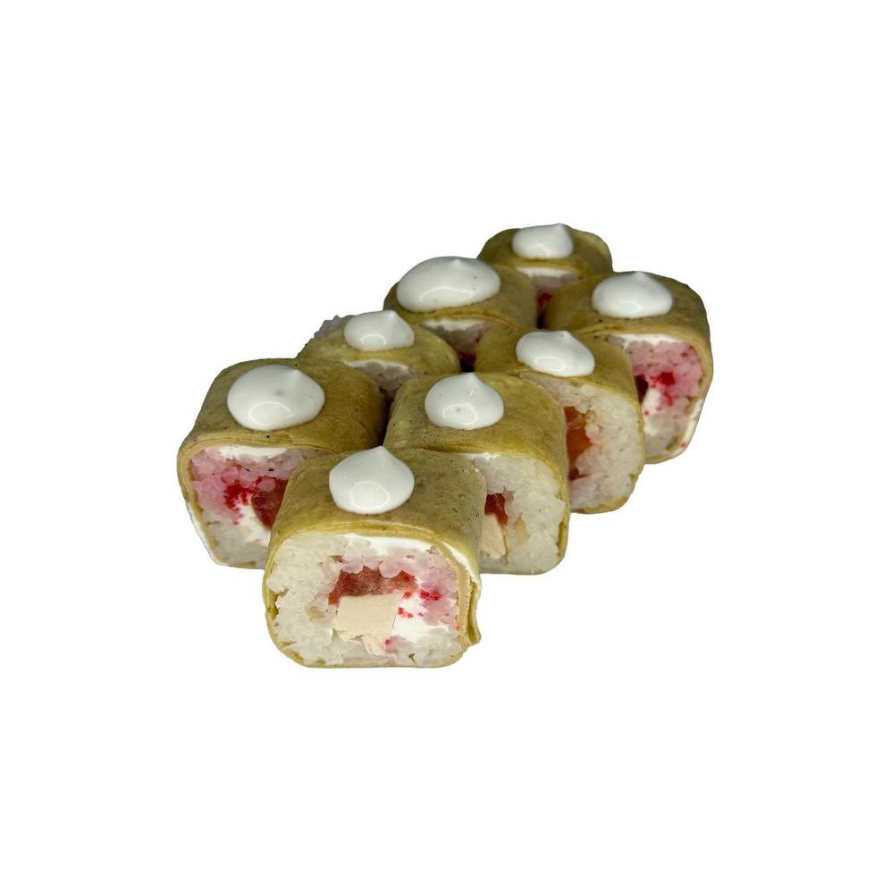 Ролл по русски с блином и курицей